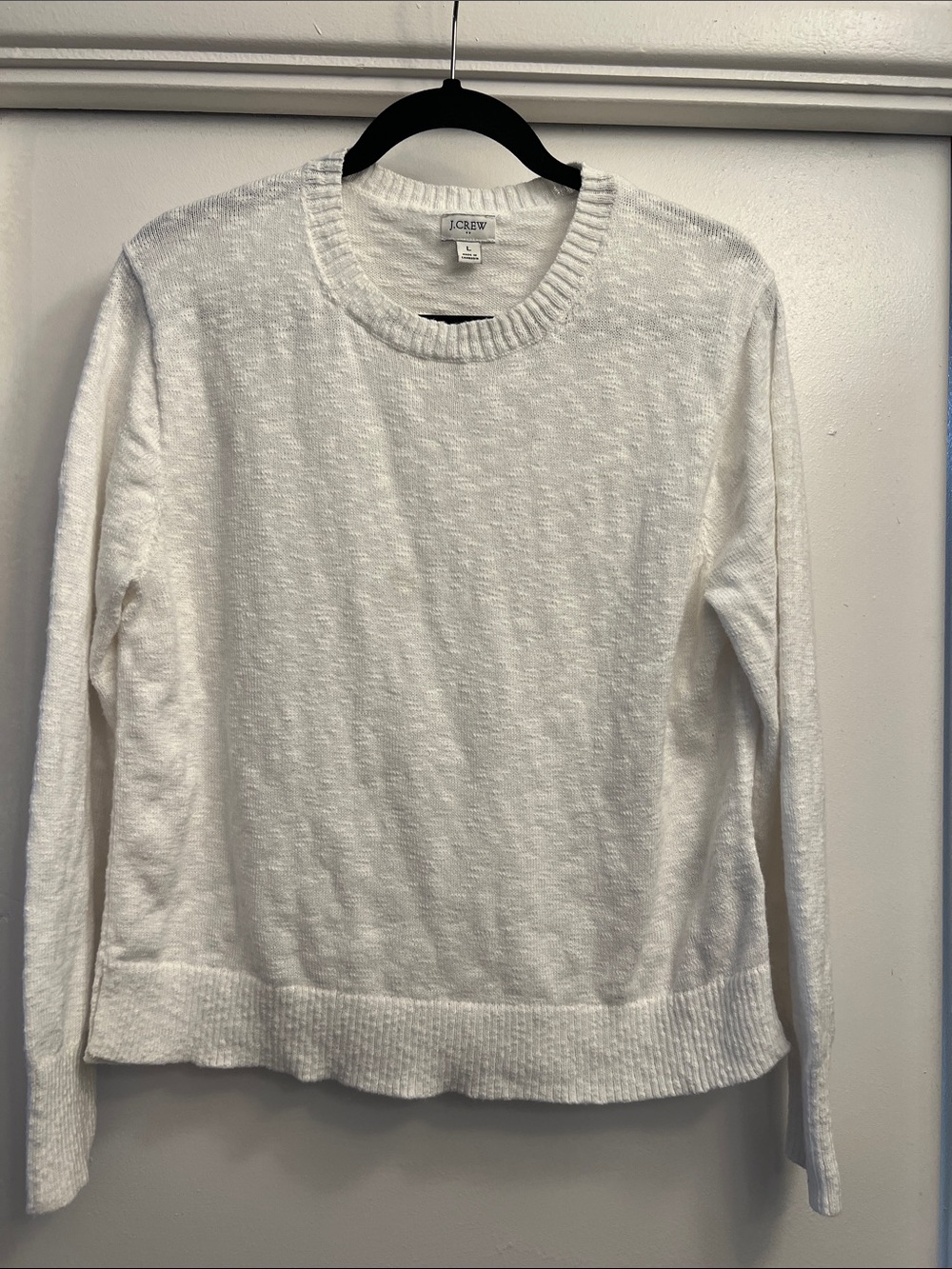 J. Crew Factory White Long Sleeve Beach Sweater Size Large